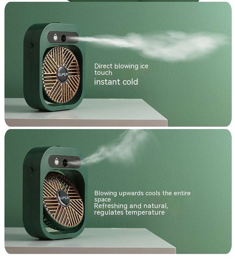 Portable USB Misting Fan & Air Cooler – Rechargeable Desk Humidifier with 3 Speeds