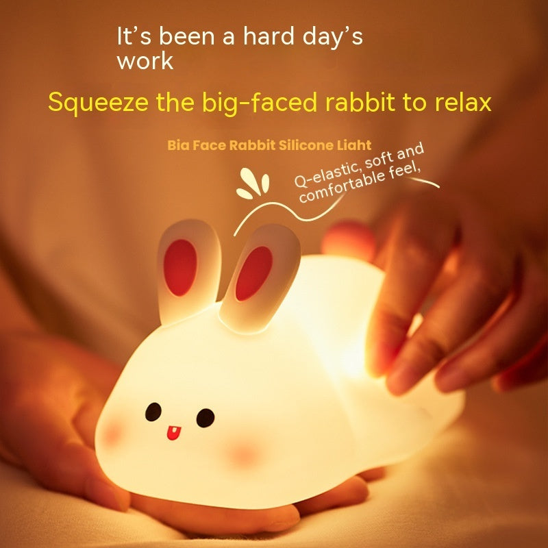 Cute Rabbit Silicone Night Light – Touch Control, Rechargeable, Kids Safe