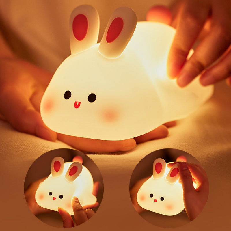 Cute Rabbit Silicone Night Light – Touch Control, Rechargeable, Kids Safe