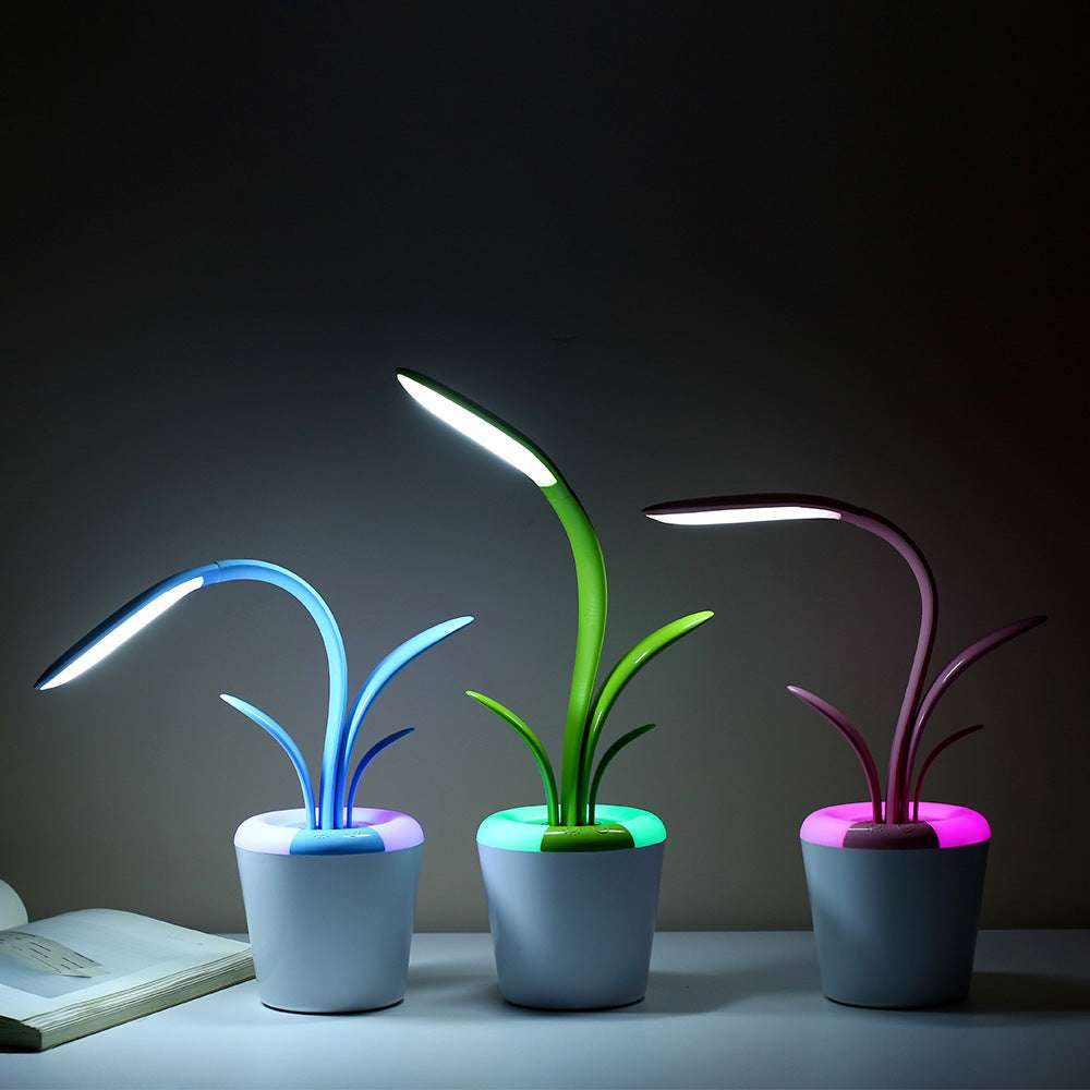 Rechargeable LED Plant Lamp – 3 Brightness Levels, Touch Control, Night Light Mode, Wireless & Portable Table Lamp
