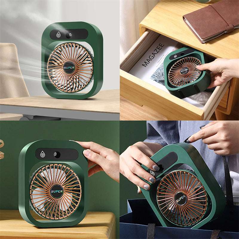 Portable USB Misting Fan & Air Cooler – Rechargeable Desk Humidifier with 3 Speeds