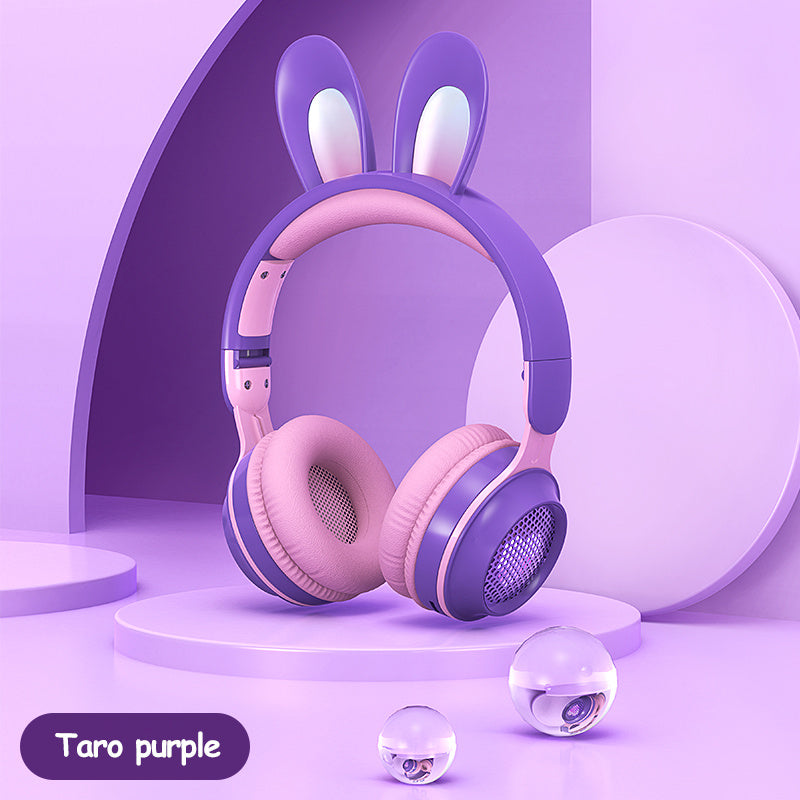 RGB Bunny Ear Wireless Bluetooth Headphones – Stereo Headset with Mic, SD Card & Foldable Design