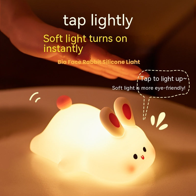 Cute Rabbit Silicone Night Light – Touch Control, Rechargeable, Kids Safe