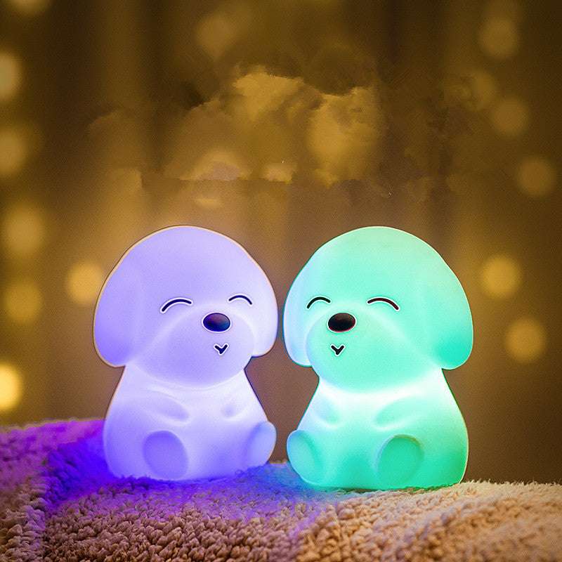 Cute Puppy LED Night Light – Soft Silicone, Rechargeable