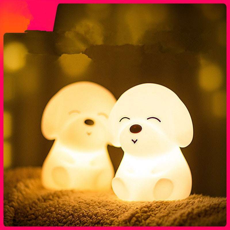 Cute Puppy LED Night Light – Soft Silicone, Rechargeable