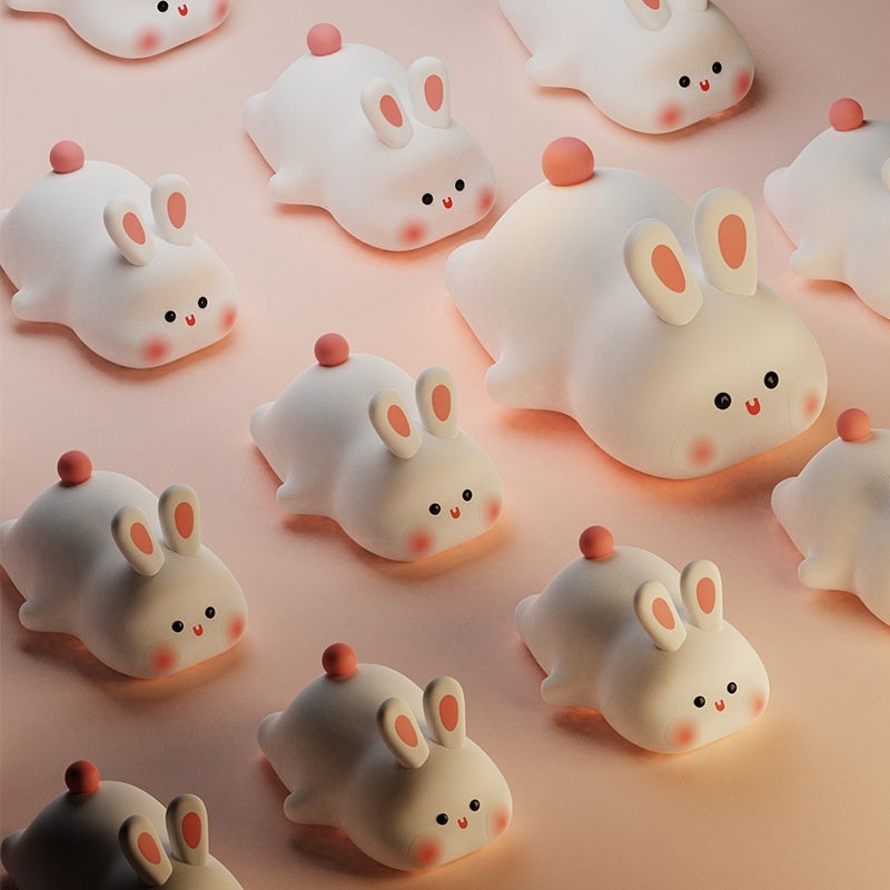 Cute Rabbit Silicone Night Light – Touch Control, Rechargeable, Kids Safe