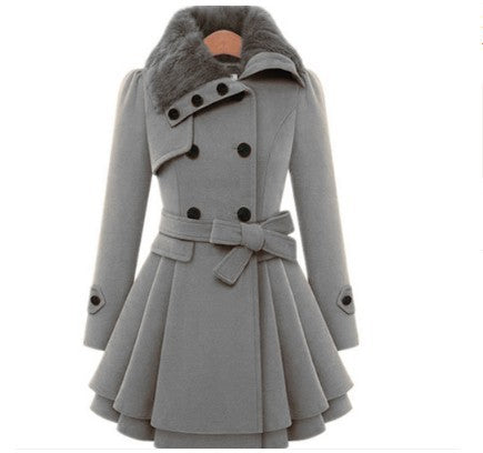 Women’s Woolen Coat – Thick Winter Jacket in Classic Solid Colors