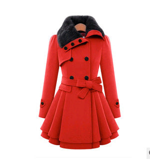 Women’s Woolen Coat – Thick Winter Jacket in Classic Solid Colors