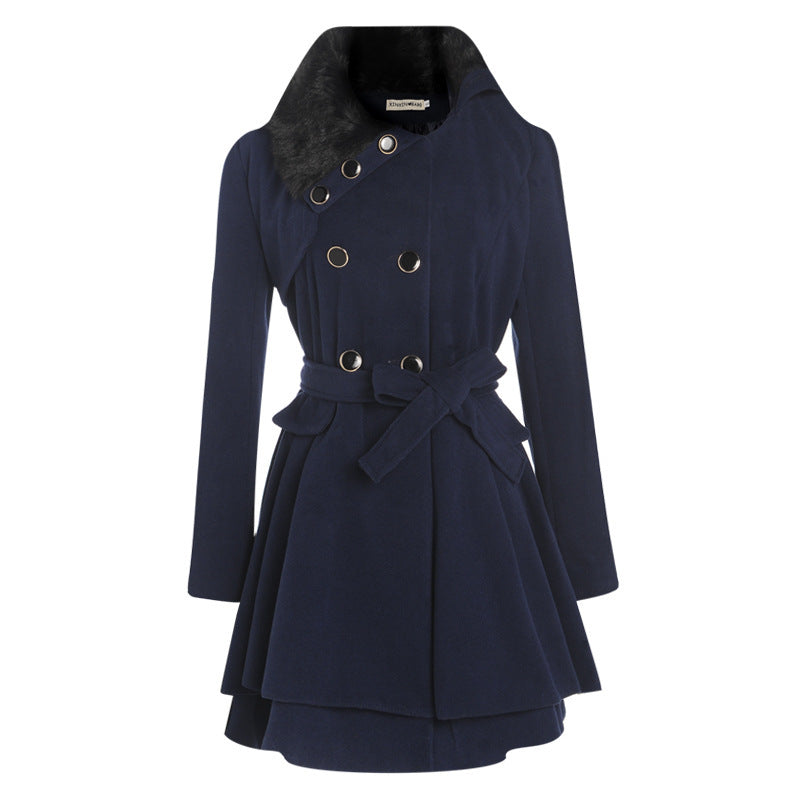 Women’s Woolen Coat – Thick Winter Jacket in Classic Solid Colors
