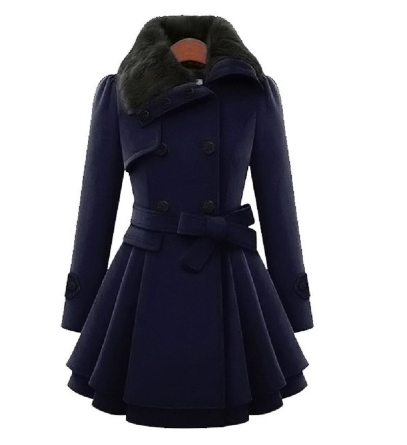 Women’s Woolen Coat – Thick Winter Jacket in Classic Solid Colors