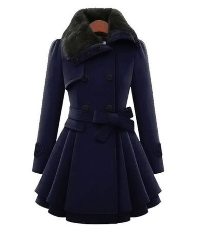 Women’s Woolen Coat – Thick Winter Jacket in Classic Solid Colors