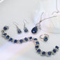 Women’s Square Pendant Jewelry Set – Necklace, Bracelet, Ring & Earrings