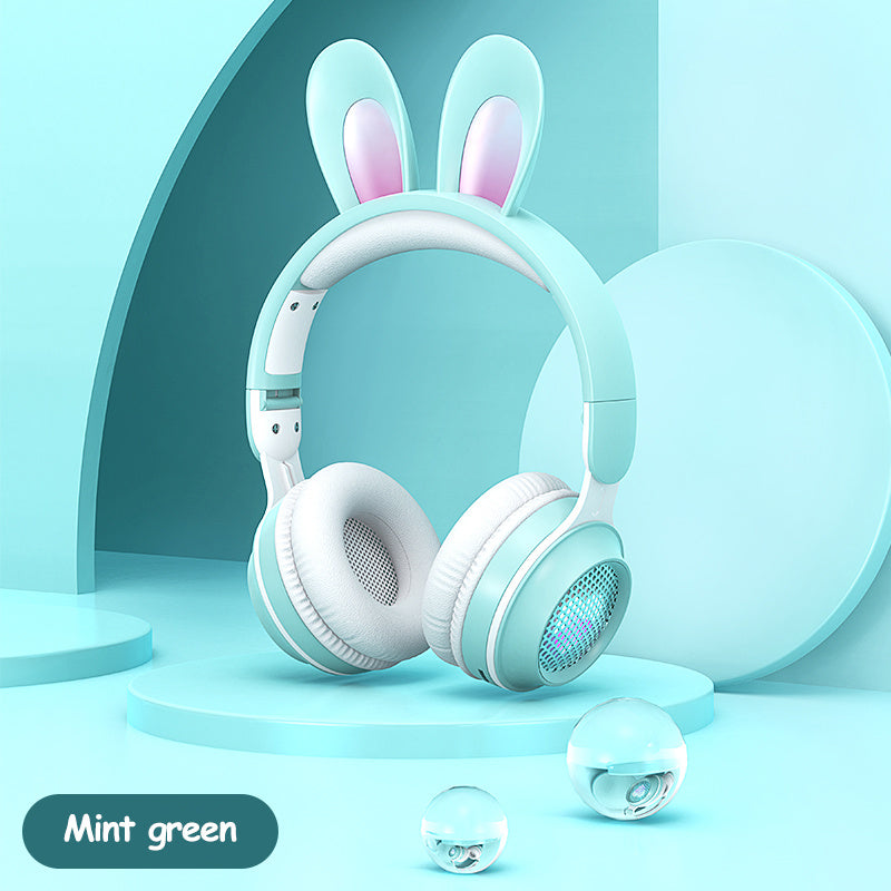RGB Bunny Ear Wireless Bluetooth Headphones – Stereo Headset with Mic, SD Card & Foldable Design