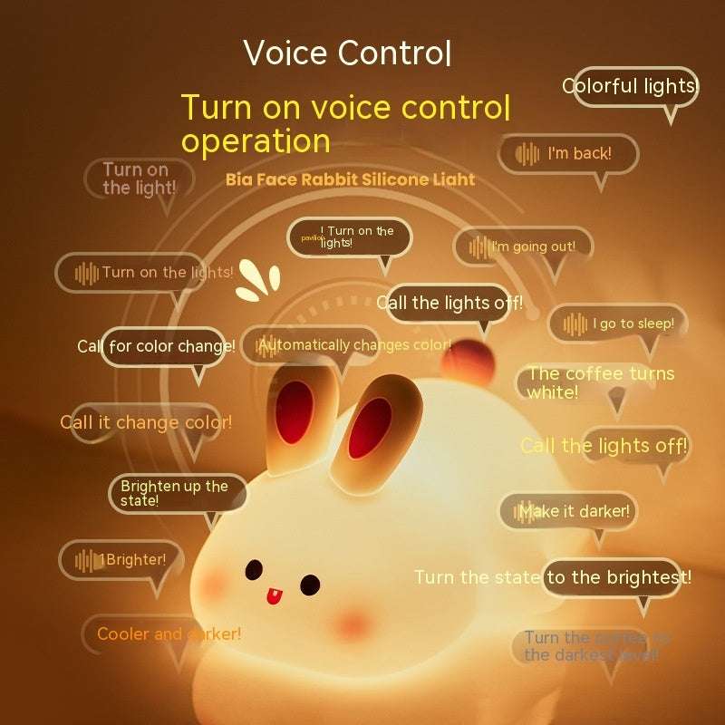Cute Rabbit Silicone Night Light – Touch Control, Rechargeable, Kids Safe