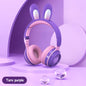 RGB Bunny Ear Wireless Bluetooth Headphones – Stereo Headset with Mic, SD Card & Foldable Design