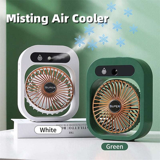 Portable USB Misting Fan & Air Cooler – Rechargeable Desk Humidifier with 3 Speeds