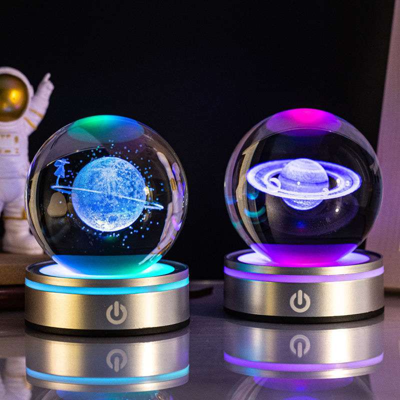 3D Crystal Night Light Lamp – Galaxy, Solar System, Constellations & More