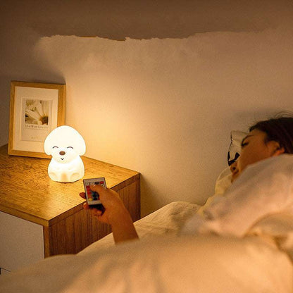 Cute Puppy LED Night Light – Soft Silicone, Rechargeable