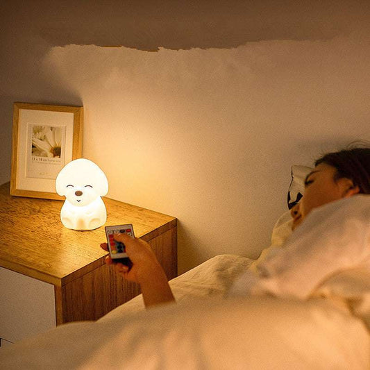 Cute Puppy LED Night Light – Soft Silicone, Rechargeable