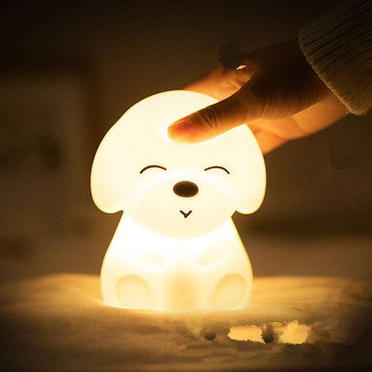 Cute Puppy LED Night Light – Soft Silicone, Rechargeable