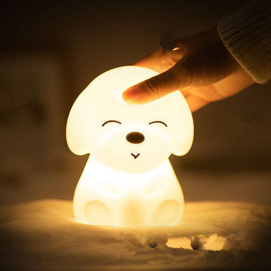 Cute Puppy LED Night Light – Soft Silicone, Rechargeable