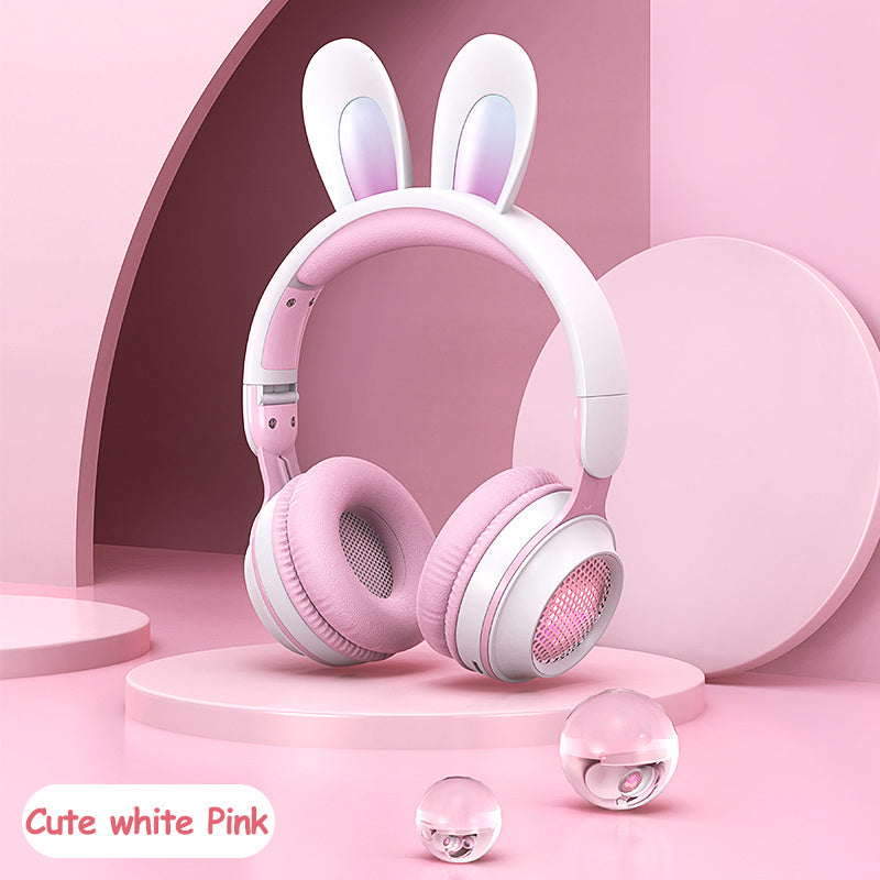 RGB Bunny Ear Wireless Bluetooth Headphones – Stereo Headset with Mic, SD Card & Foldable Design