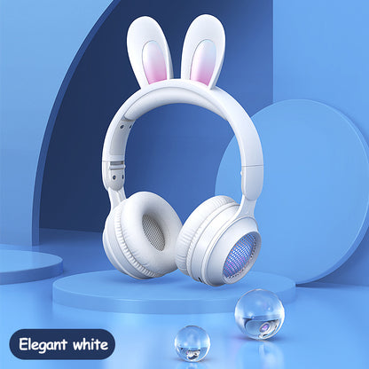 RGB Bunny Ear Wireless Bluetooth Headphones – Stereo Headset with Mic, SD Card & Foldable Design
