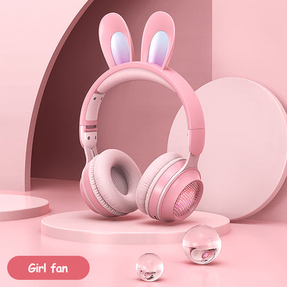 RGB Bunny Ear Wireless Bluetooth Headphones – Stereo Headset with Mic, SD Card & Foldable Design