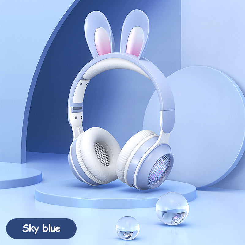 RGB Bunny Ear Wireless Bluetooth Headphones – Stereo Headset with Mic, SD Card & Foldable Design