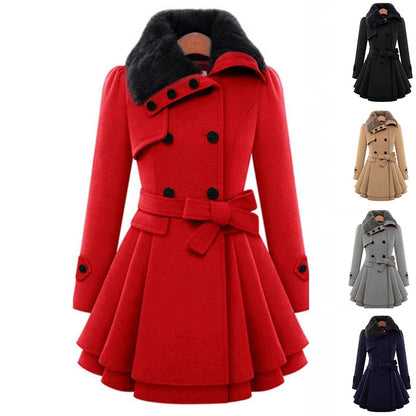 Women’s Woolen Coat – Thick Winter Jacket in Classic Solid Colors